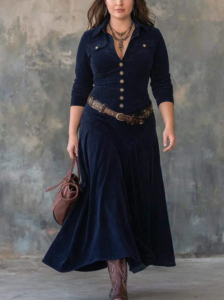 Milana | Long Suede Dress with Slit