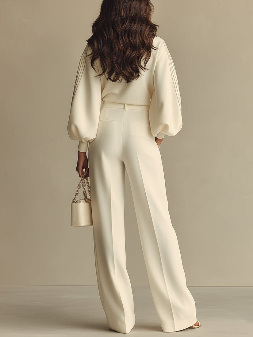 Selena | Ribbed Set with Wide Pants