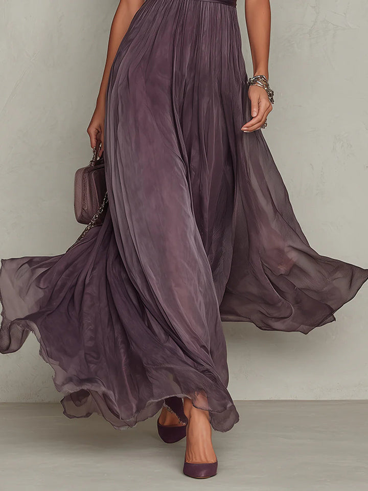 Charlotte | Elegant Purple Chiffon Keyhole Maxi Dress