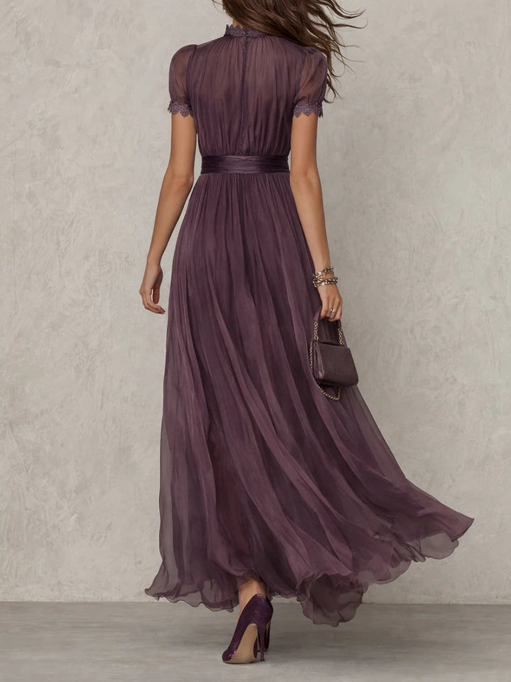 Charlotte | Elegant Purple Chiffon Keyhole Maxi Dress