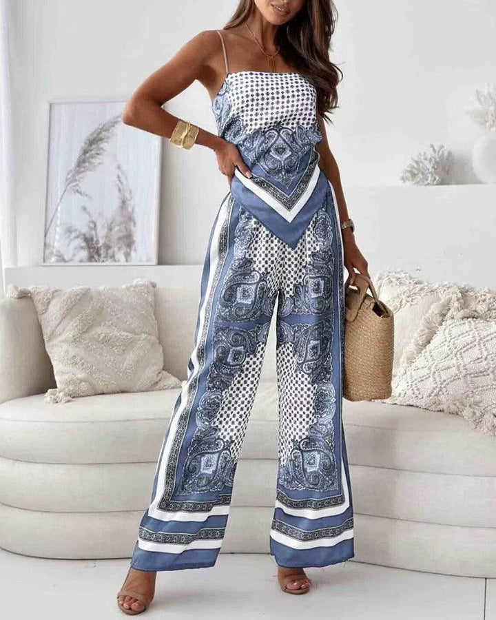 Helen | Elegant High-Waisted Summer Set with Pants