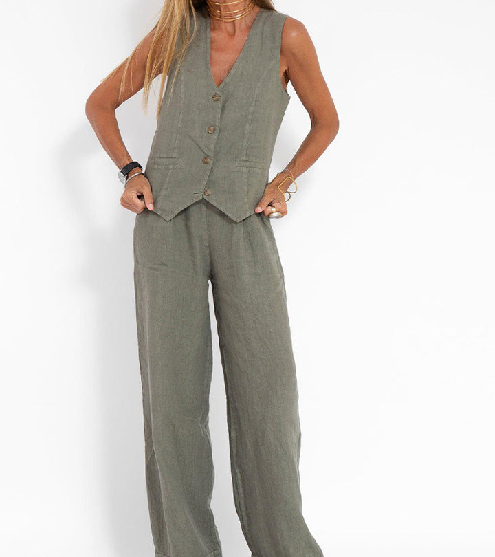 Aira | Elegant Two-piece Set with Vest and Wide-leg Trousers