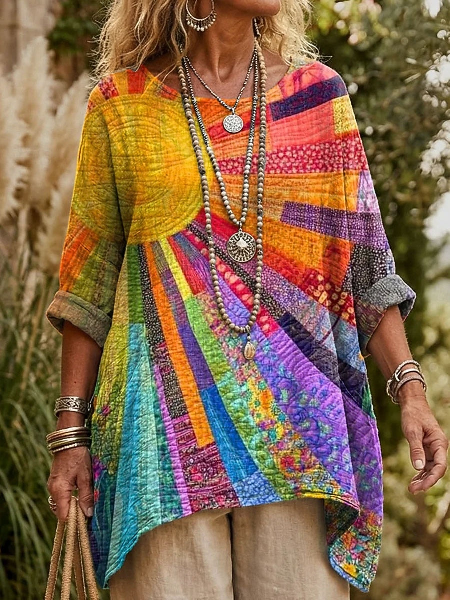 Amanda | Colourful Patchwork Blouse