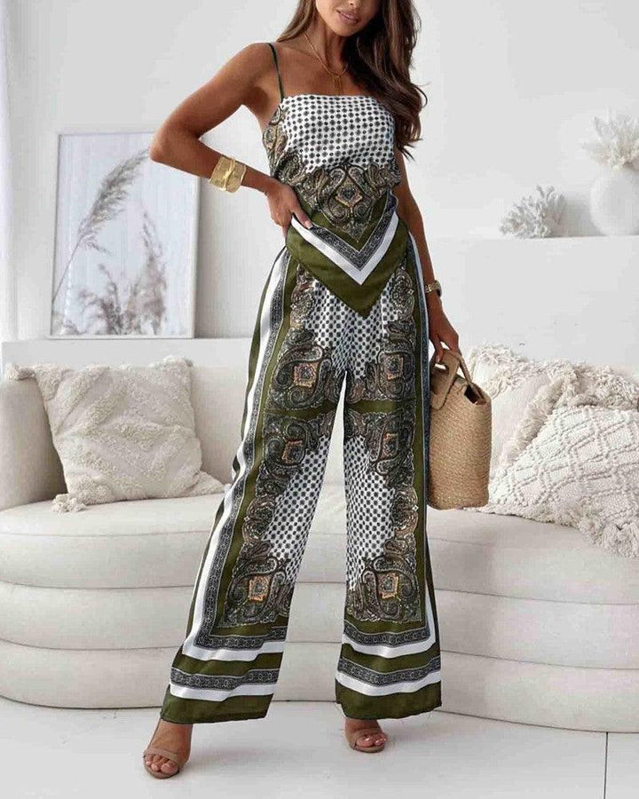 Helen | Elegant High-Waisted Summer Set with Pants