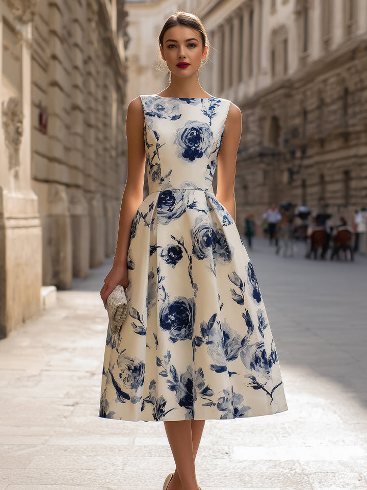 Christina | Sleeveless Midi Floral Dress