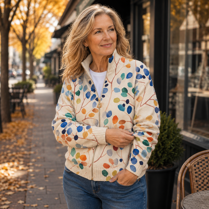 Imogene | Botanical Leaf Print Cardigan