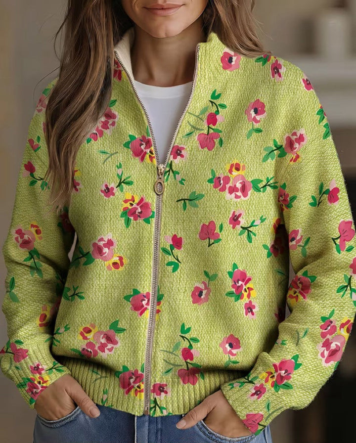 Amanda | Pink Floral Lime Cardigan