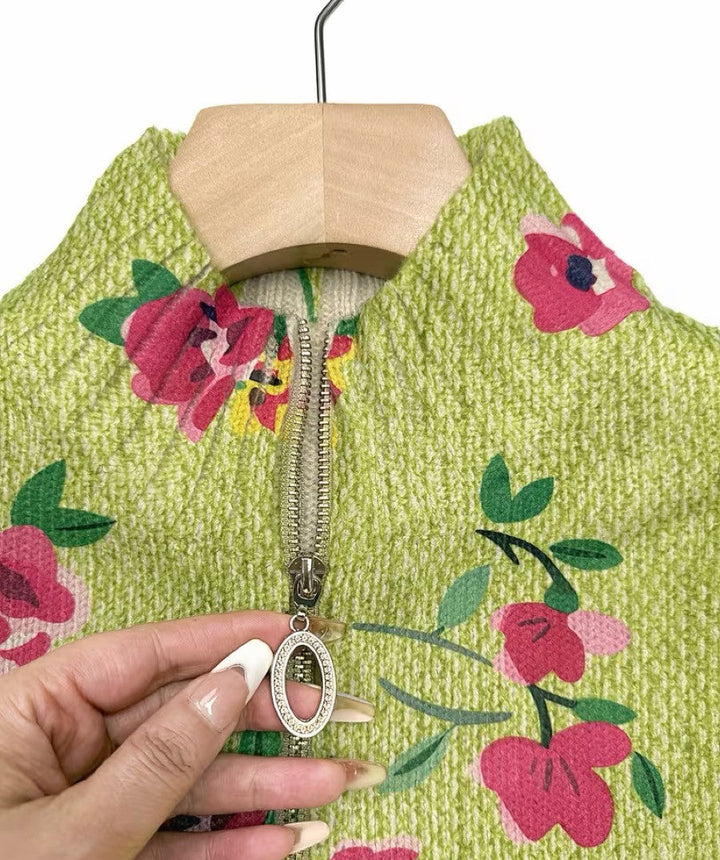 Amanda | Pink Floral Lime Cardigan