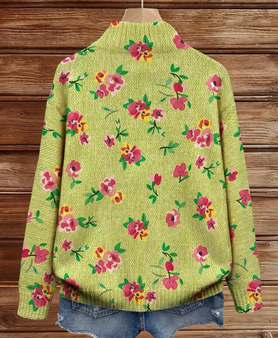 Amanda | Pink Floral Lime Cardigan