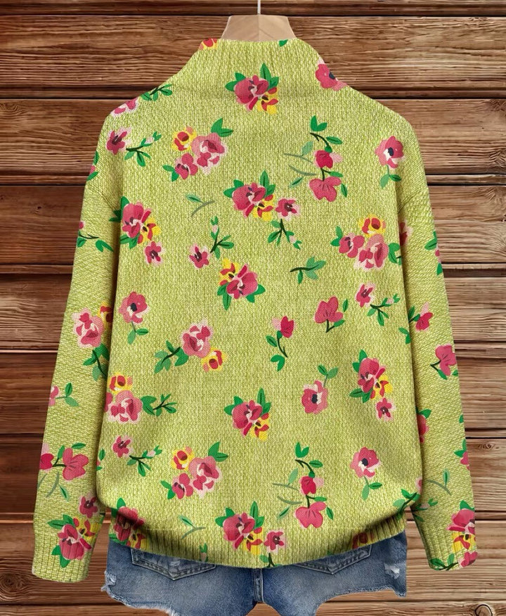 Amanda | Pink Floral Lime Cardigan