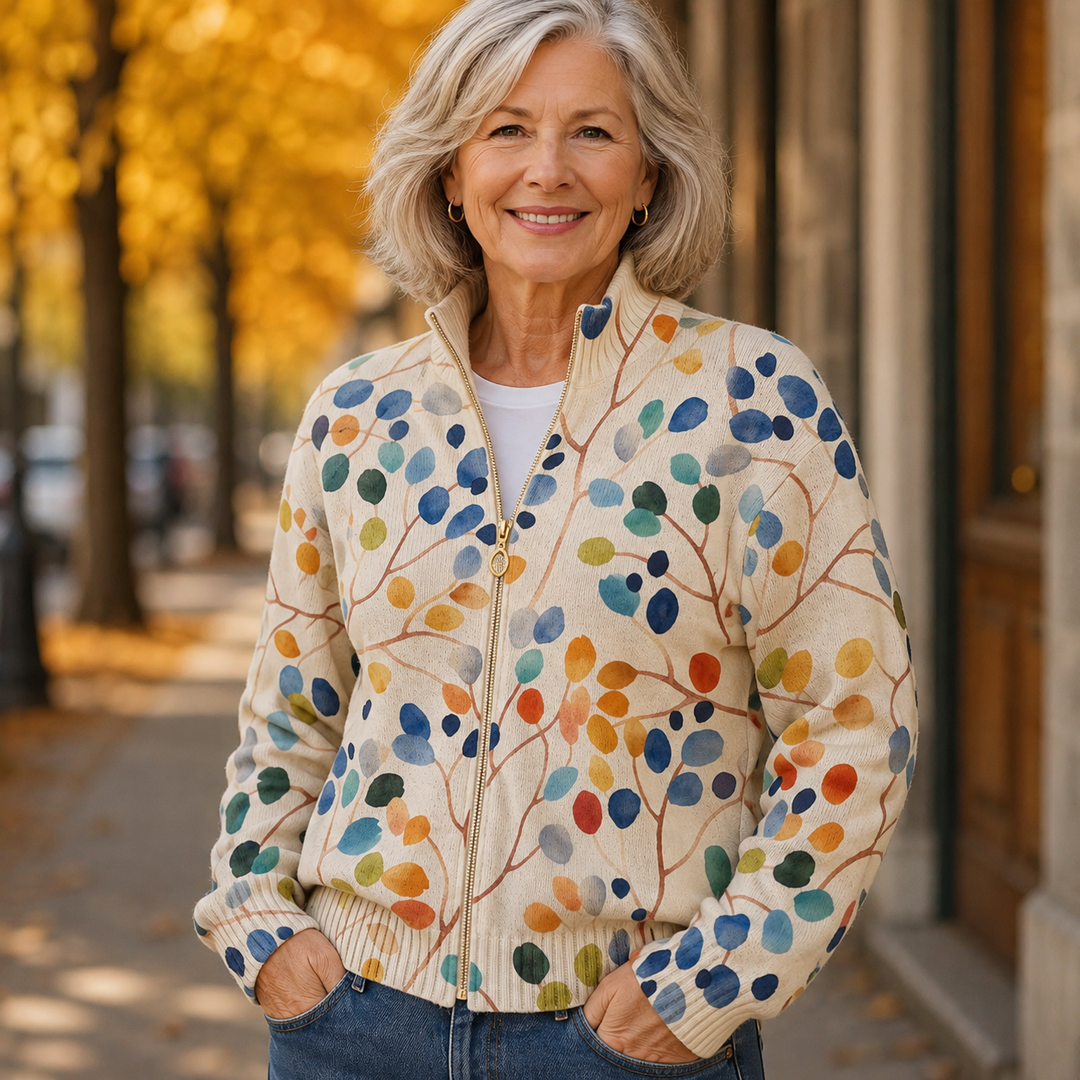 Imogene | Botanical Leaf Print Cardigan