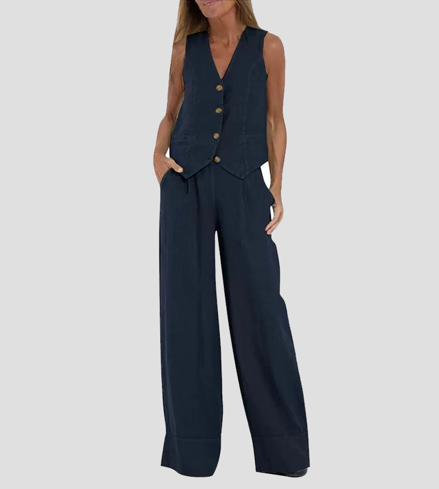 Aira | Elegant Two-piece Set with Vest and Wide-leg Trousers
