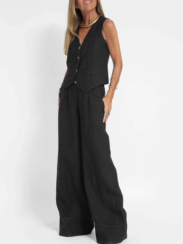 Aira | Elegant Two-piece Set with Vest and Wide-leg Trousers