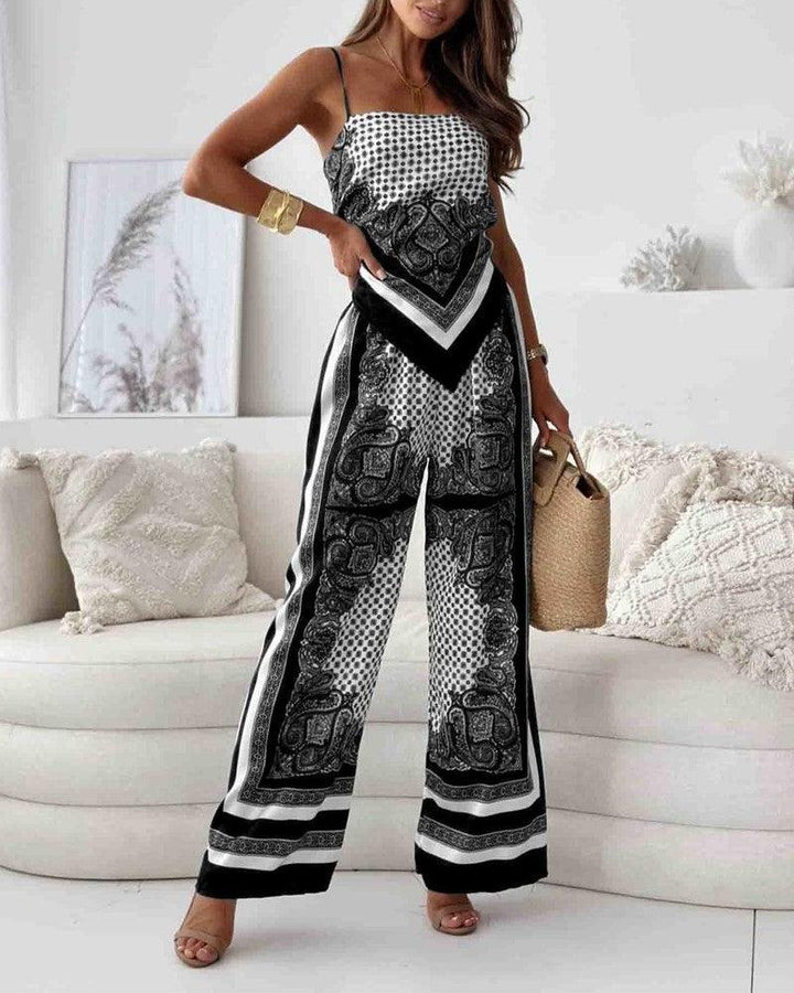 Helen | Elegant High-Waisted Summer Set with Pants