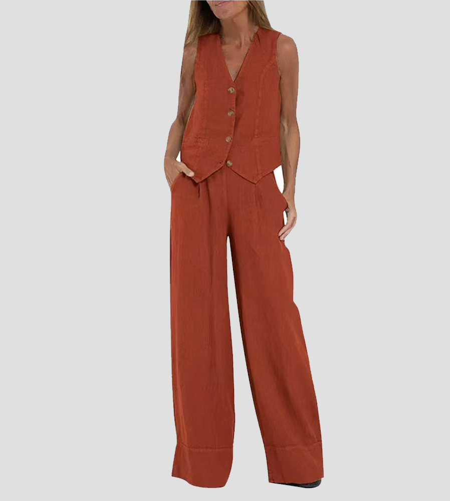Aira | Elegant Two-piece Set with Vest and Wide-leg Trousers