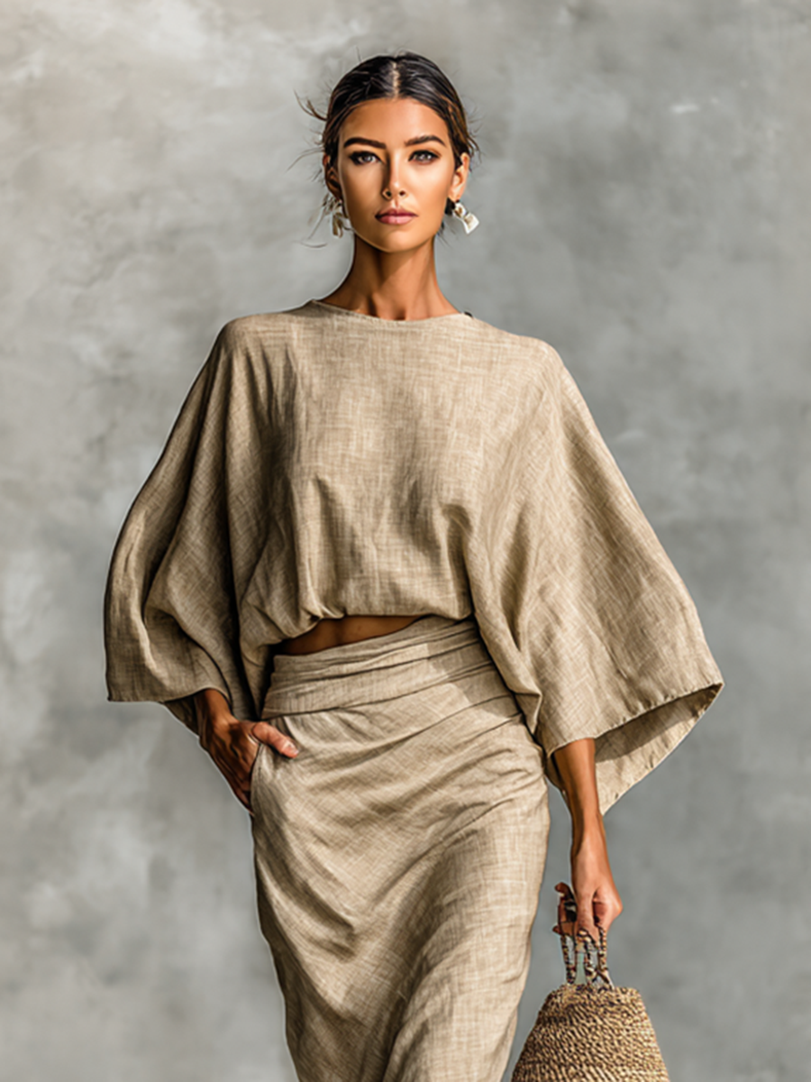Camilla | Elegant linen set with long skirt