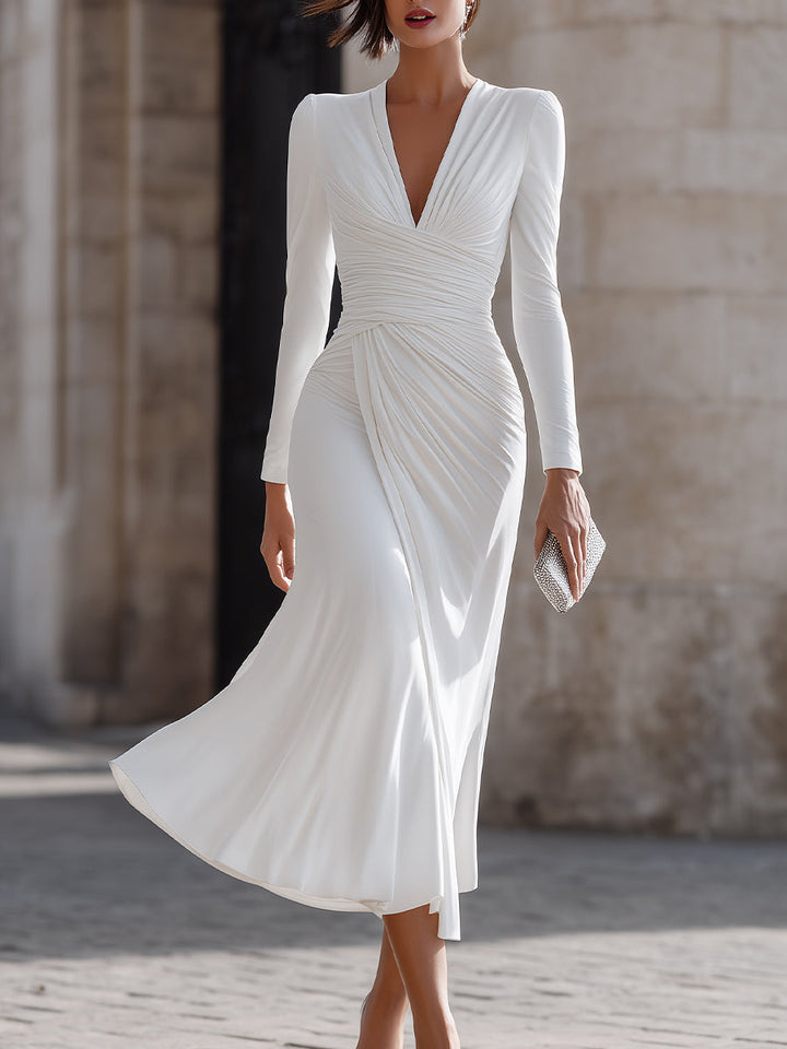 Victoria | Midi Dress with a V-neckline