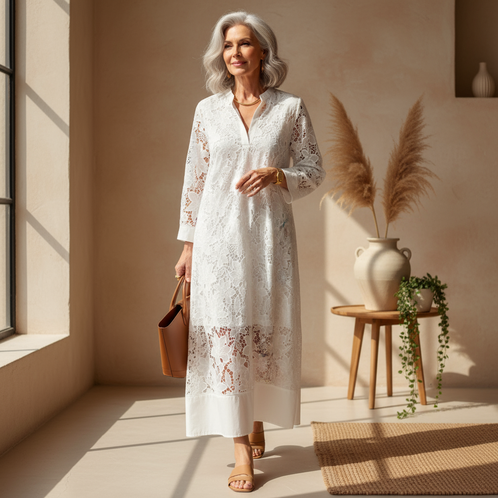 Aimee | Comfy Lace Midi Dress