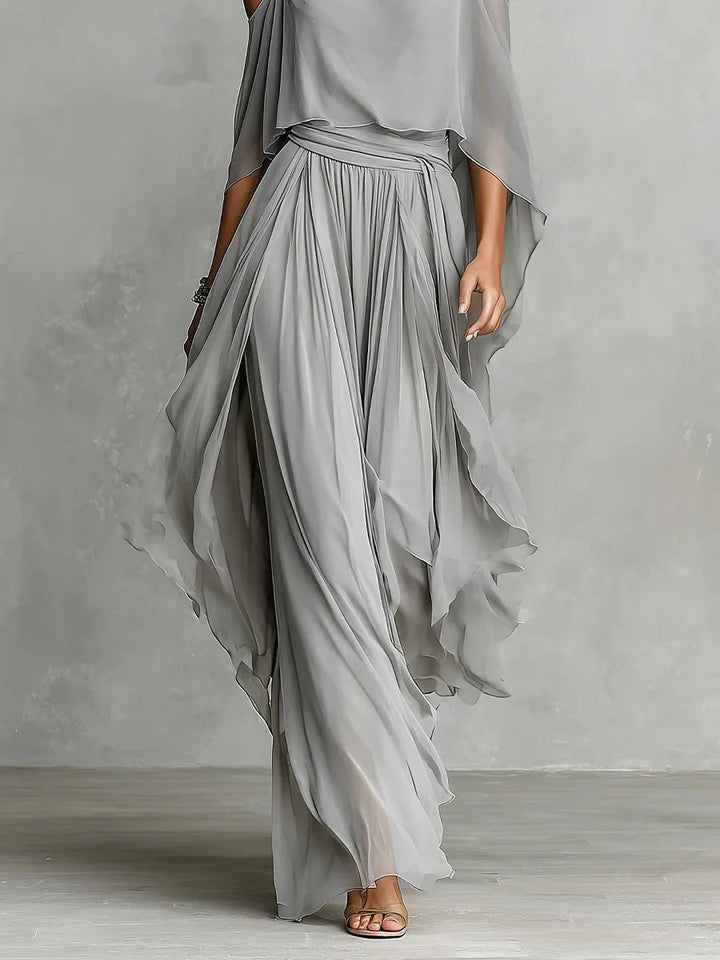 Madison | Gray Fluid Set With Spaghetti Strap Top And Lightweight Pants