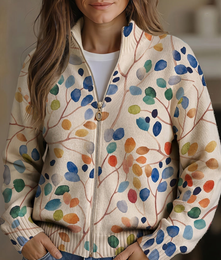 Imogene | Botanical Leaf Print Cardigan