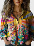 Ally | Sun and Flower Pattern Blouse