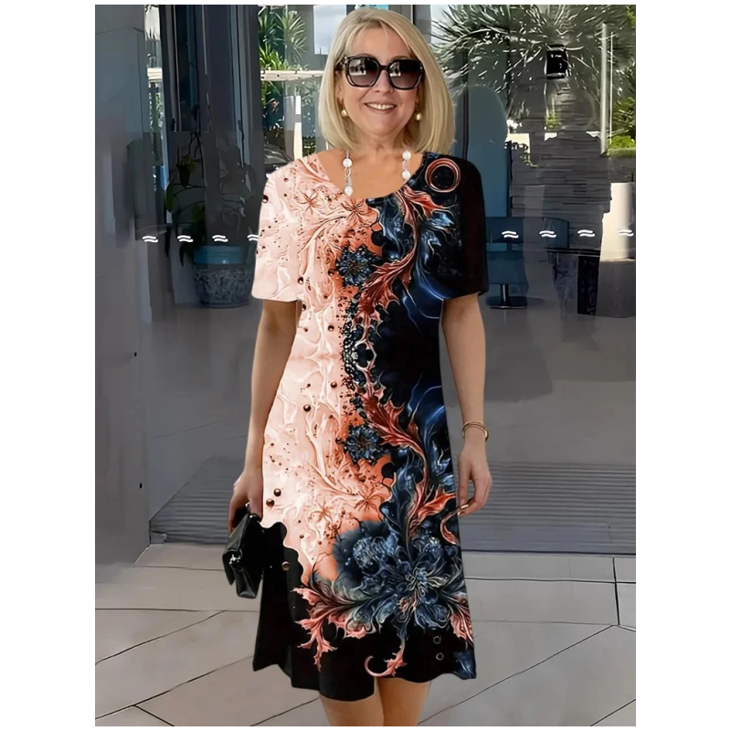 Lucy | Elegant Print Midi Dress