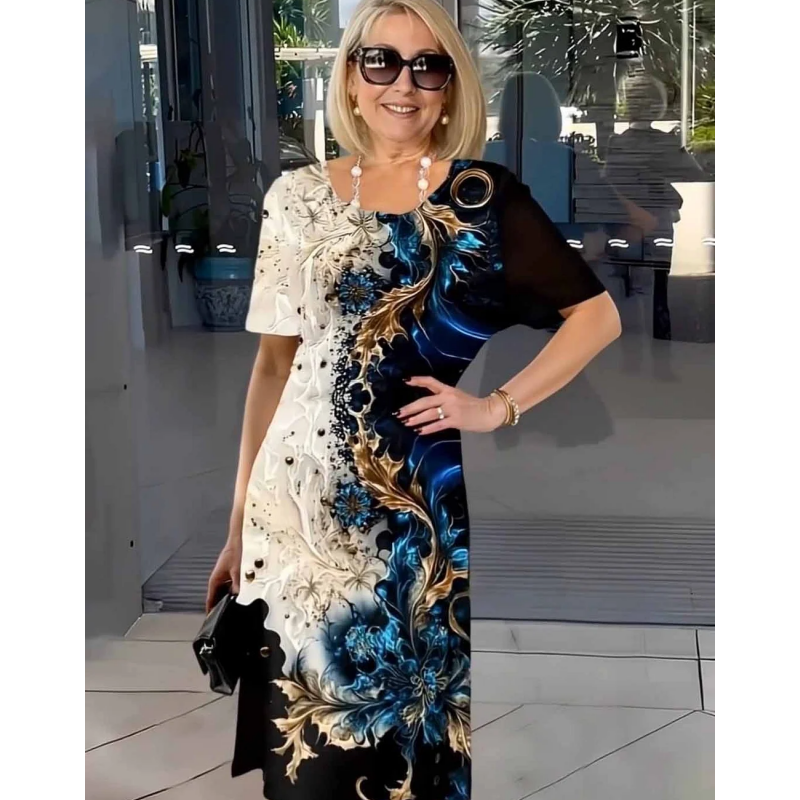 Lucy | Elegant Print Midi Dress