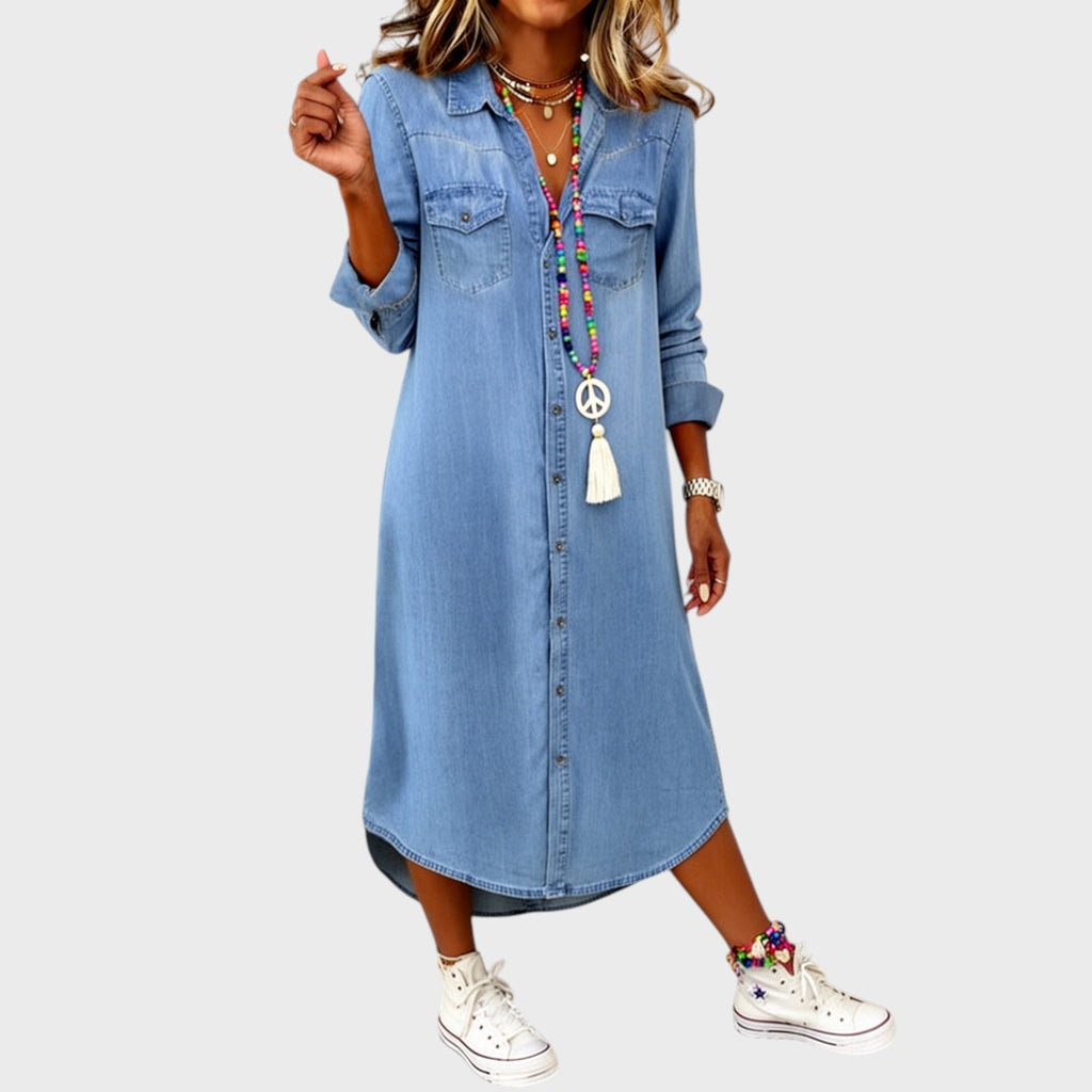 Helen | Elegant Long Denim Dress
