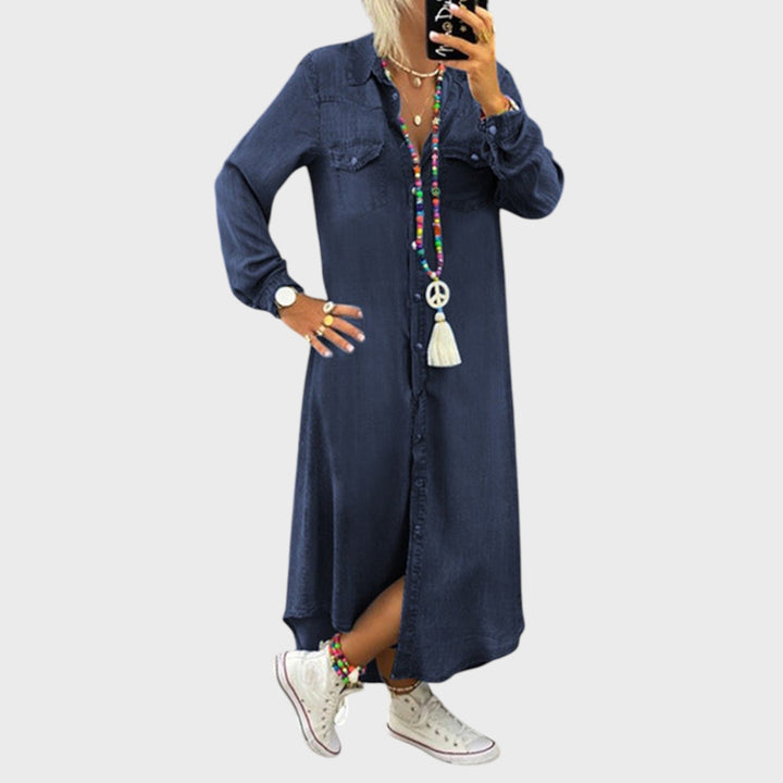 Helen | Elegant Long Denim Dress