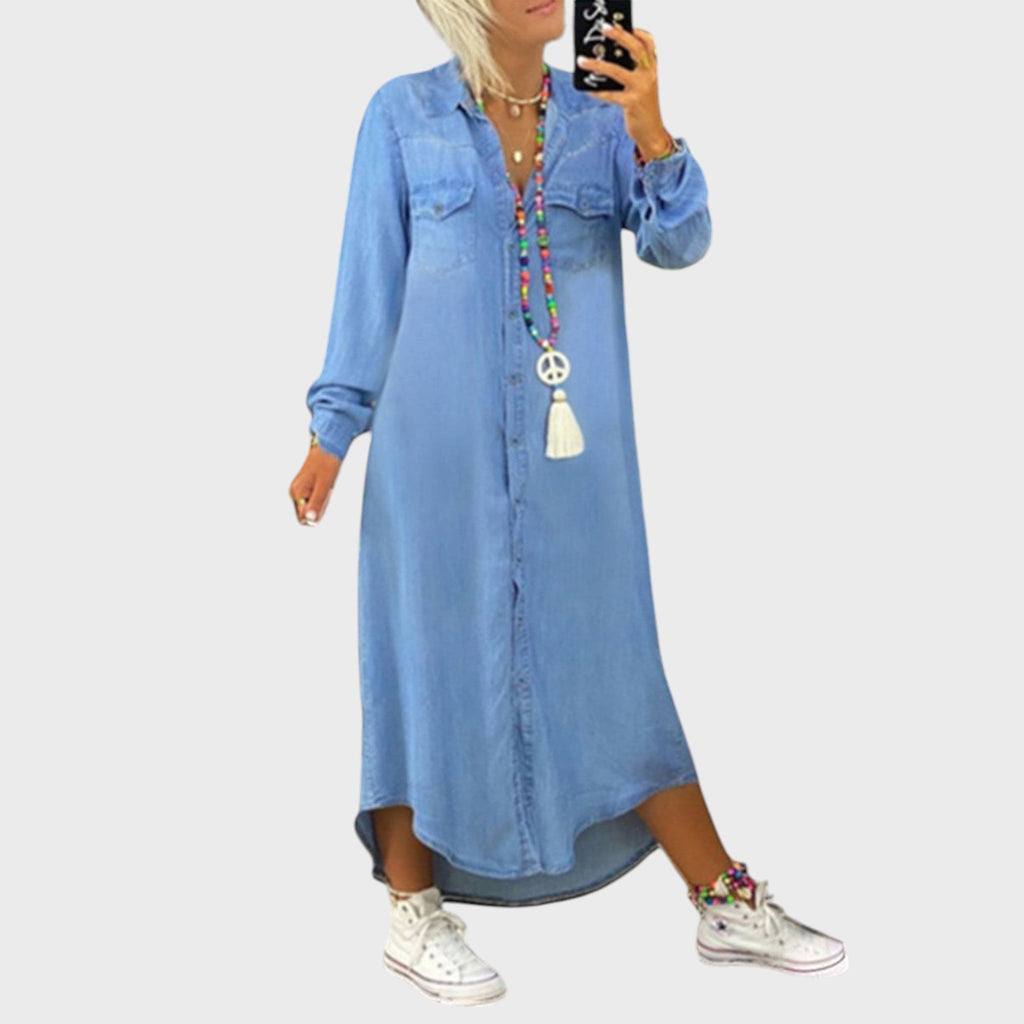 Helen | Elegant Long Denim Dress