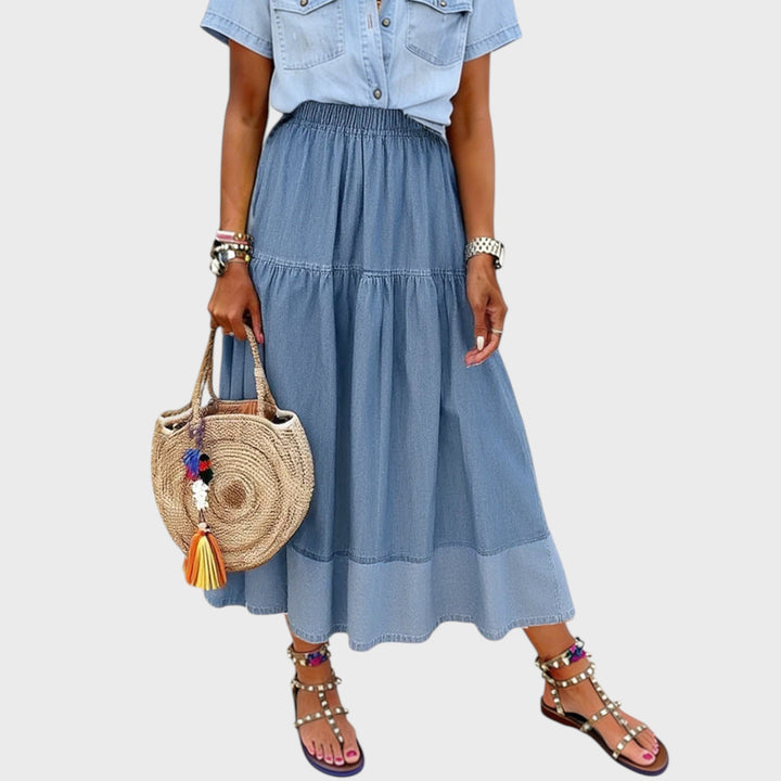 Sarah | Flexible Waist Denim Skirt