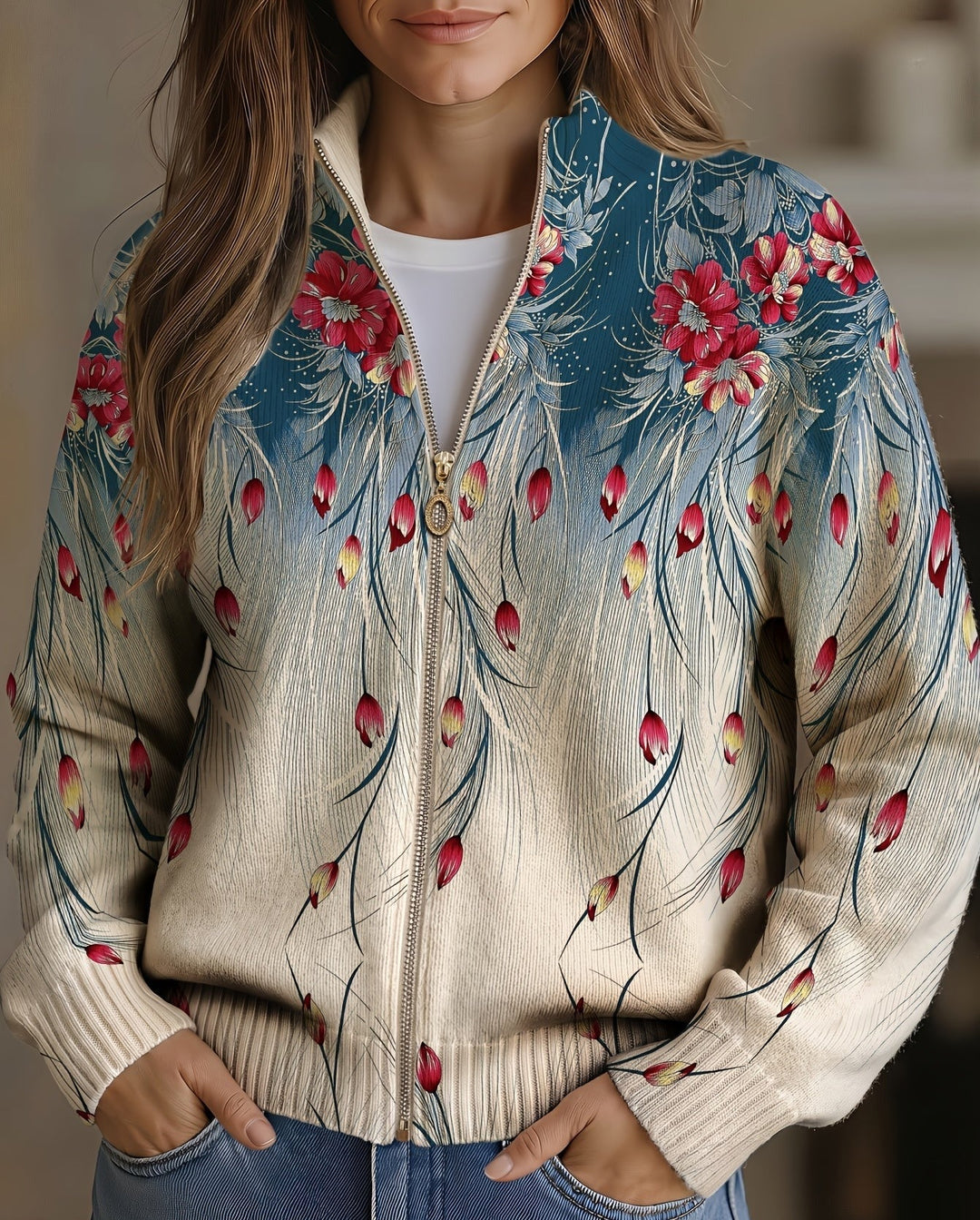 Michelle | Floral Peacock Feather Gradient