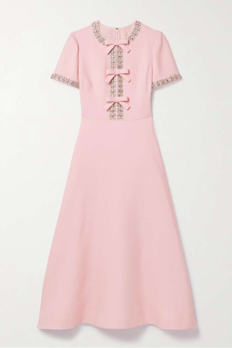 Zoe | Midi Dress with Bow and Crystal Embellishments