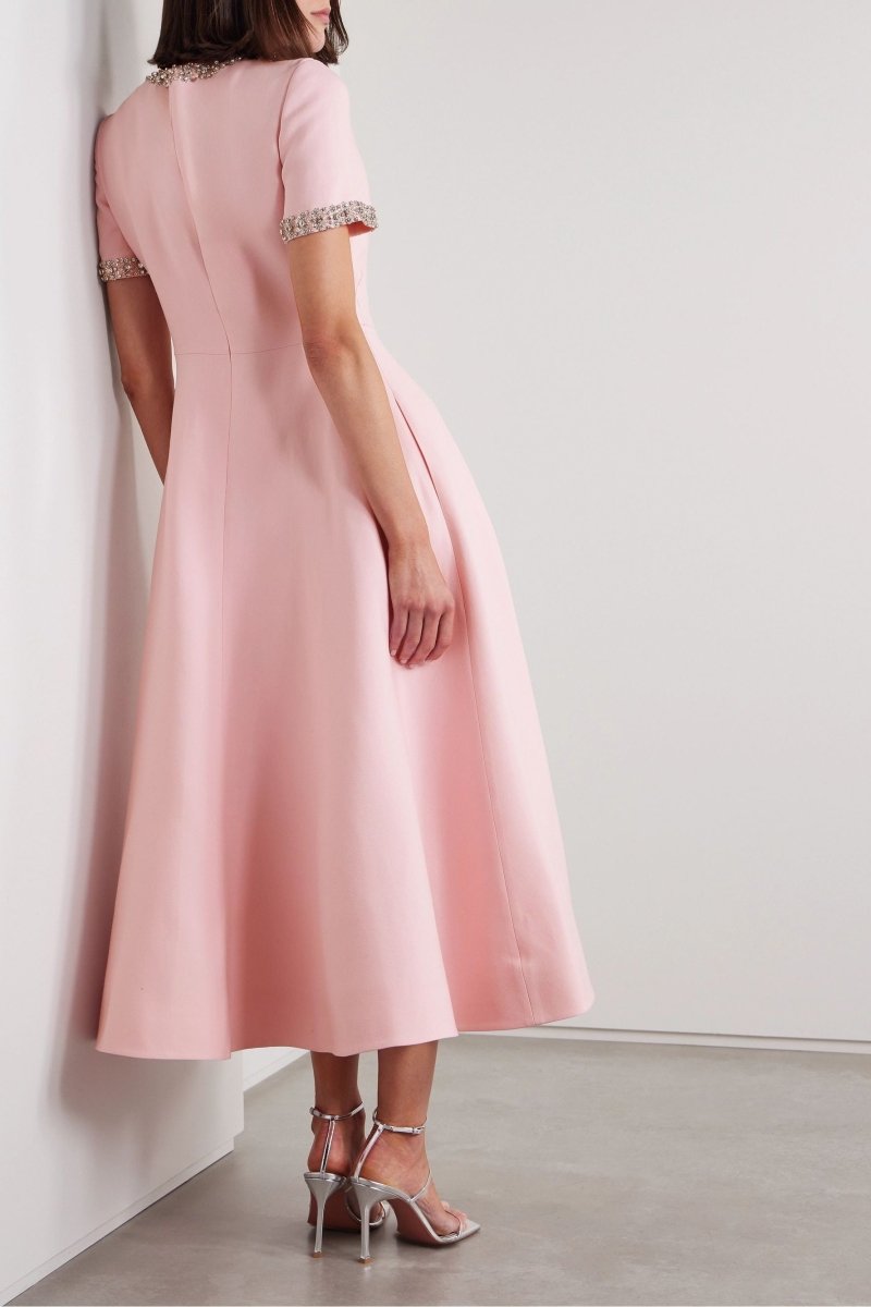 Zoe | Midi Dress with Bow and Crystal Embellishments